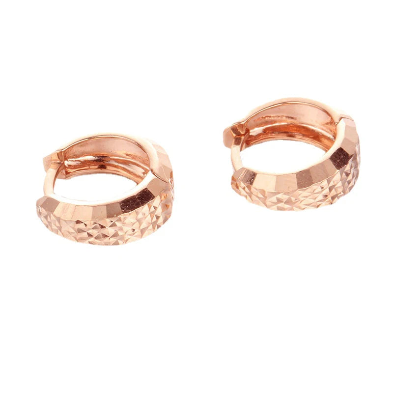 585 Purple Gold Plated 14K Rose Gold Shiny Textured earrings for women New in Simple earings Classic style Jewelry