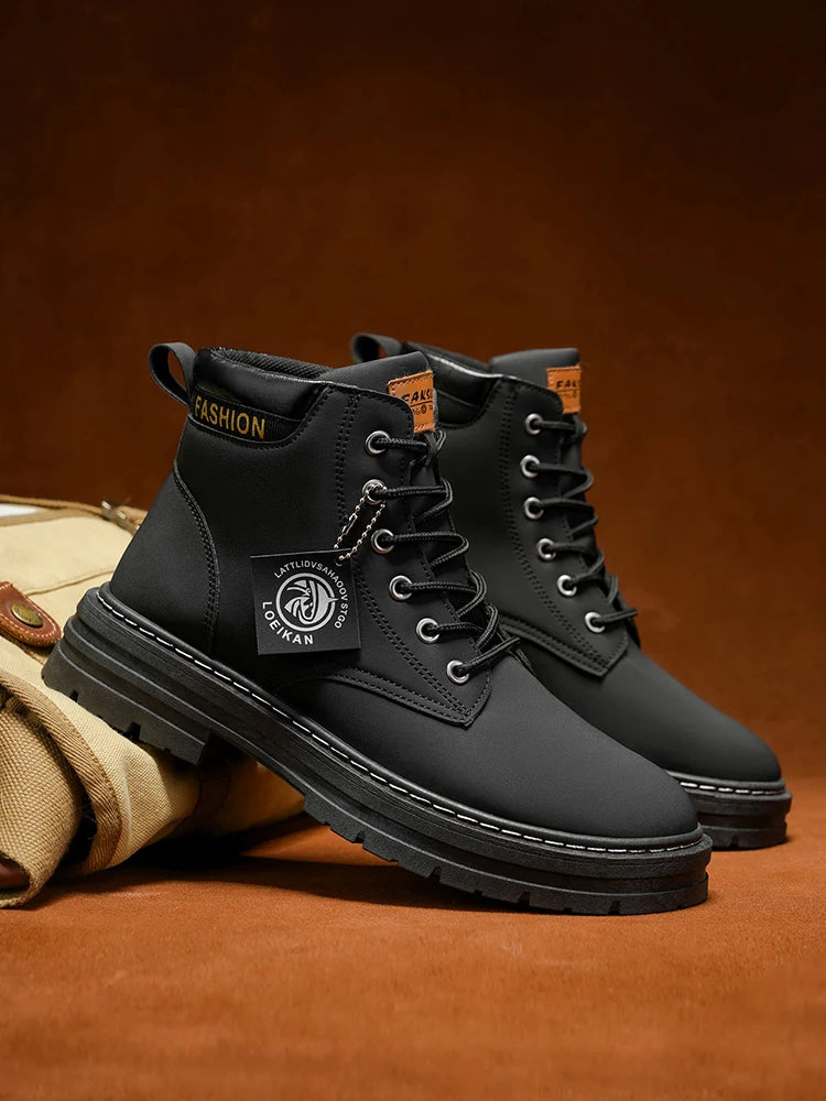 Men's Fashionable High-Top Yellow Boots Casual Shoes Outdoor Off-Road Hiking Boots Trendy Comfortable Footwear