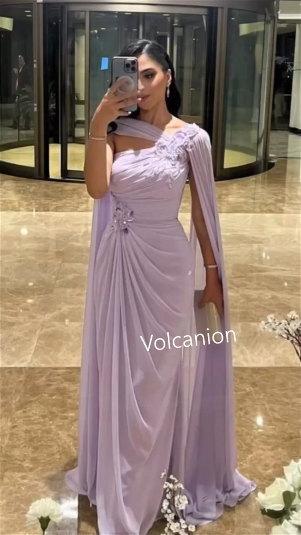 Customized Chiffon Applique Sequined Pleat A-line One-shoulder Long Dresses Bespoke Occasion Party Elegant Fashion Formal