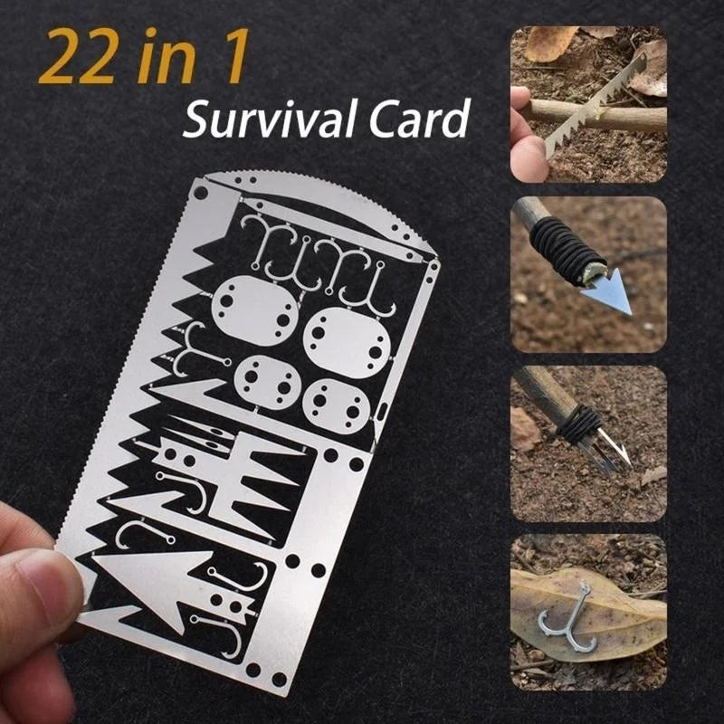 Outdoor Camping Outdoor Multifu Equipment Survival Tools Stainless Steel Card Fishing Portable Practical Hand Tools Supplies