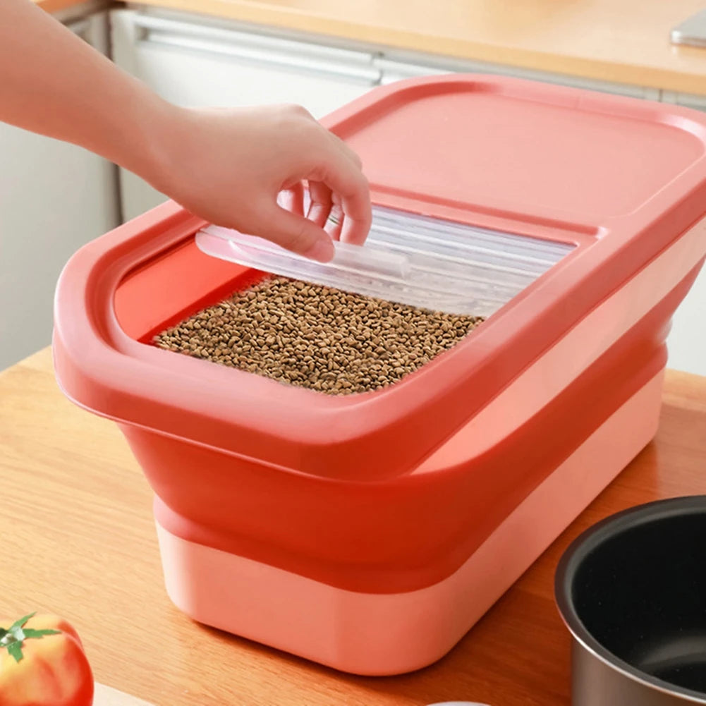 Pet Cat And Dog Food Storage Bucket Large Capacity Folding Sealed Storage Moisture-Proof Thickening Design Durable