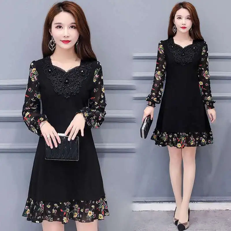 Floral Dresses For Women Flower Elegant And Beautiful On Sale Clearance Party Spring Autumn 2025 Loose Woman Long Sleeve Dress