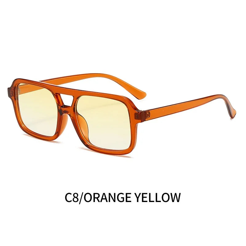 Men Driving Sunglasses Trendy Square Sunglasses Large Frame Yellow Lens Night Vision Glasses Women Retro Sun Glasses Anti Uv400