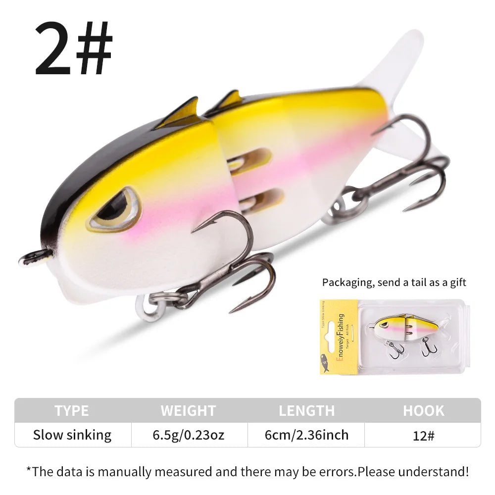 Fake Fishing Lure Bait Micro Pencil Bait60mmDouble Hook Slow Sinking Bionic Swimbait Colorful Topmouth Culter Bass Mandarin Fish