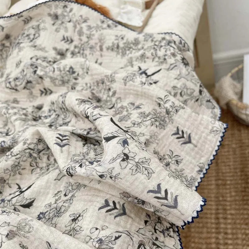 2-3 Layers Baby Blankets Bear Dots Print Cotton Gauze Muslin Swaddle Wrap Newborn Infant Bedding Sleeping Receving Blanket