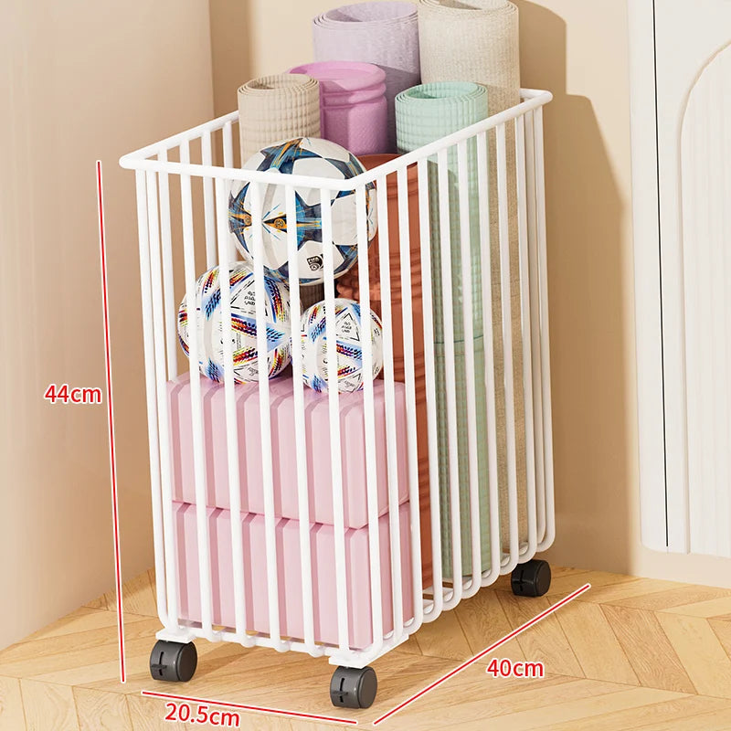 Modern mat Yoga Mat Storage Basket with Wheels Home Sports Equipment Organizer Badminton Storage Fitn Gear elf
