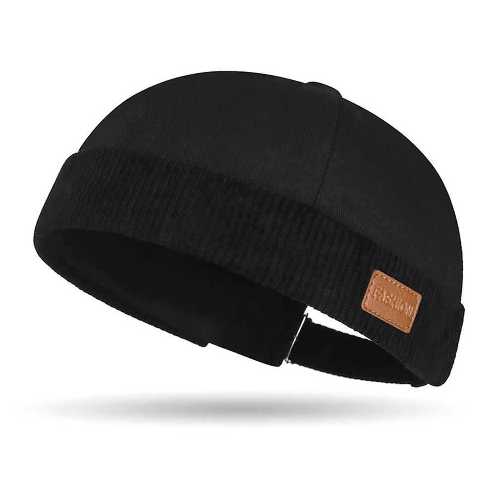 Beanie Hat Hip Hop Hats Bonnet Homme Winter Hat For Women Brimless Skullies Cap Men's Solid Color Street Vintage Portable Hats