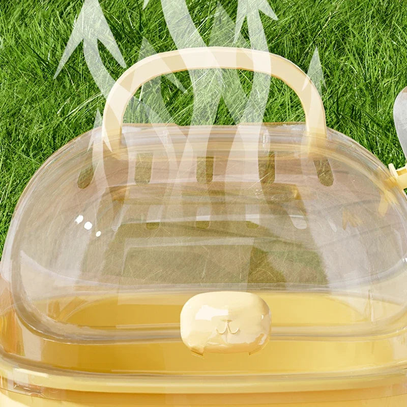 Transparent Hamster Toilet Cage, Portable Handheld Chinchilla Cage Small Animal Carry Cage Sturdy Breathable Pet Carrying Box