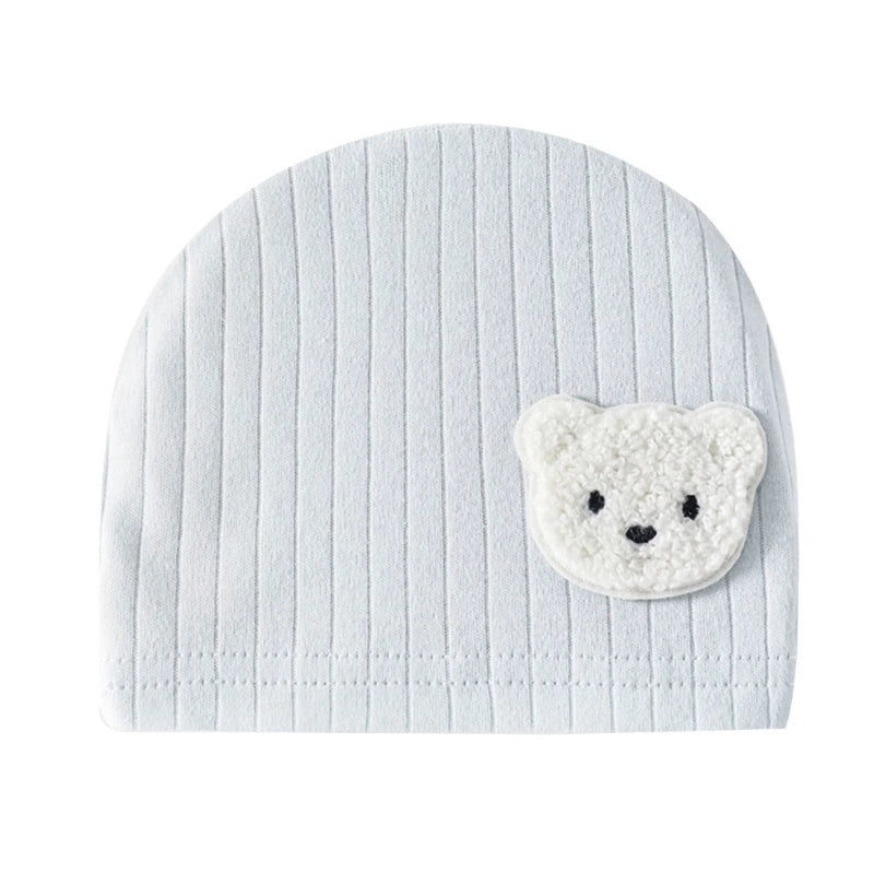 Infant Beanies Caps Baby Hat Cartoon Bear Boneless Muslin Hat Newborn Headwear Windproof Spring Hat 0-3M Baby Hats Dropshipping