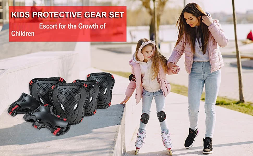 6Pcs/Set Sports Protective Gear Set Skating Knee Pad Elbow Pad Wrist Hand Protector for Kid Adult Cycling Roller Rock Climbing