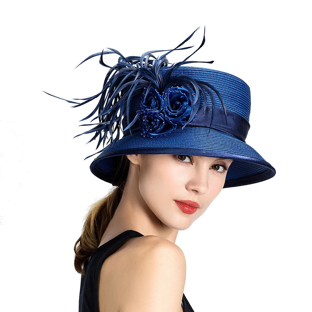 Women's Elegant Luxury Church Hats Vintage Ladies Fascinator Hats Classy Formal Headpieces no detachable