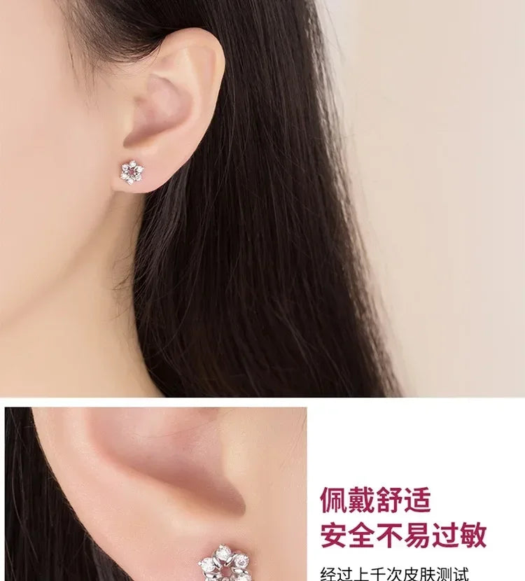 925 Sterling Silver Earrings For Women Zirconia Flower Stud Earring Oorbellen Brincos De Prata Pendientes Wedding Party Gift
