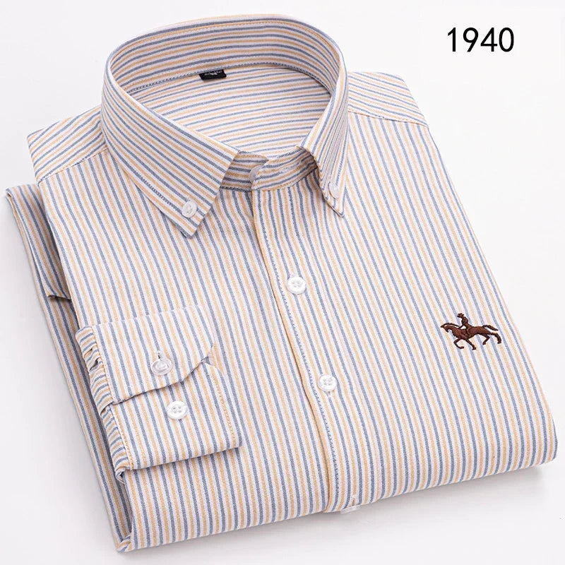 Long Sleeve Shirts for Men Clothing Autumn Winter 100% Cotton Oxford Top Blouse Large Size Business Casual Shirts Korean Fashion