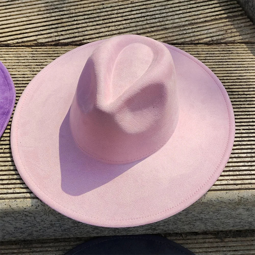 Retro Men's Suede Hats Wide Brim Feather Felt Fedoras Women's Hats Church Jazz Hats Panama Cowboy Hats Wholesale sombrero hombre