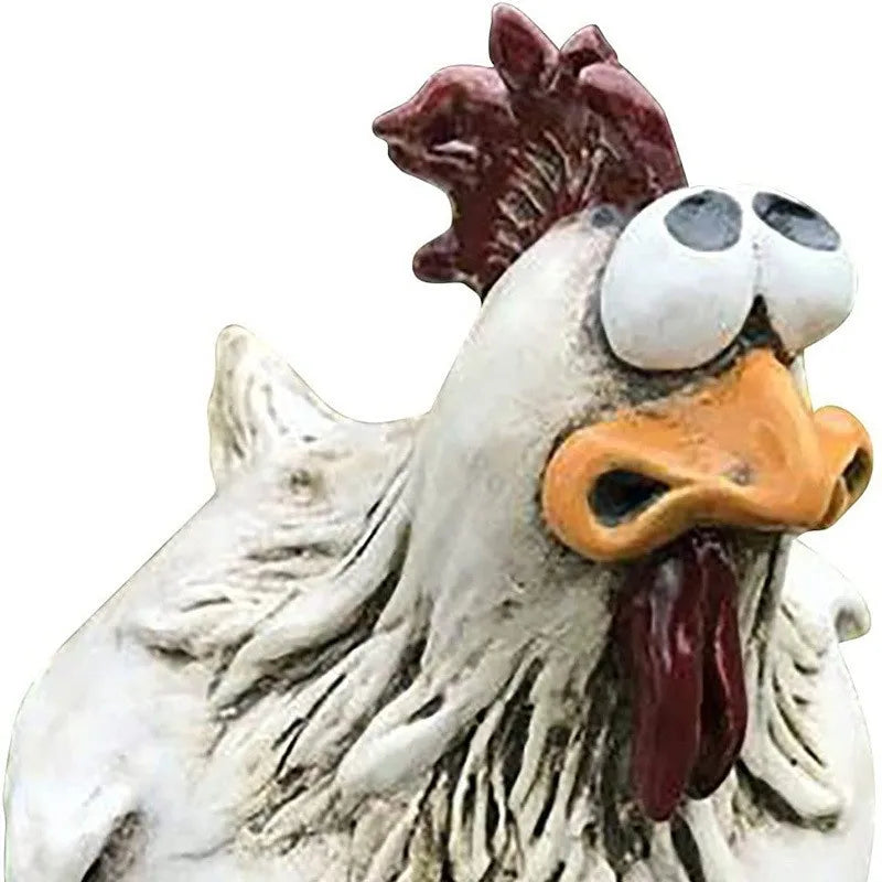 Funny Fence Chicken Spoof Rooster Garden Decoration Ornaments Resin Craft Garden  Garden