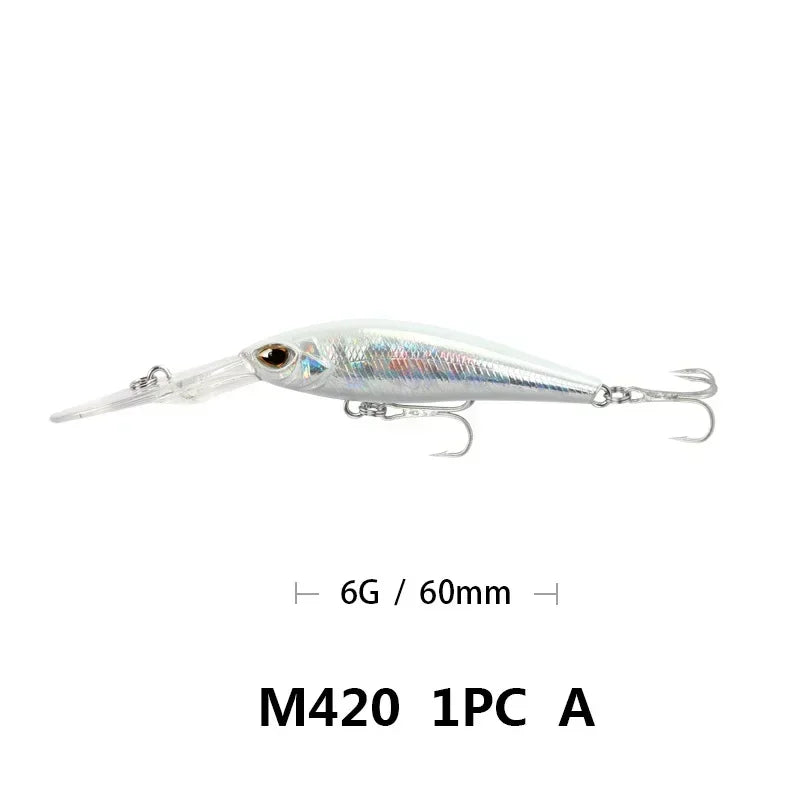 Fishing Lure Long Lip Minnow Wobbler Lure 6cm 6g Deep Diving Floating Jerkbait Swimbait Artificial Hard Bait Trout Bass Bait