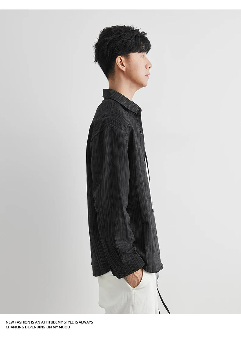 Loose Long Sleeve Casual Shirt for Men Autumn Trendy Versatile Street Style Hong Kong Wind INS Male Fashion Outerwear