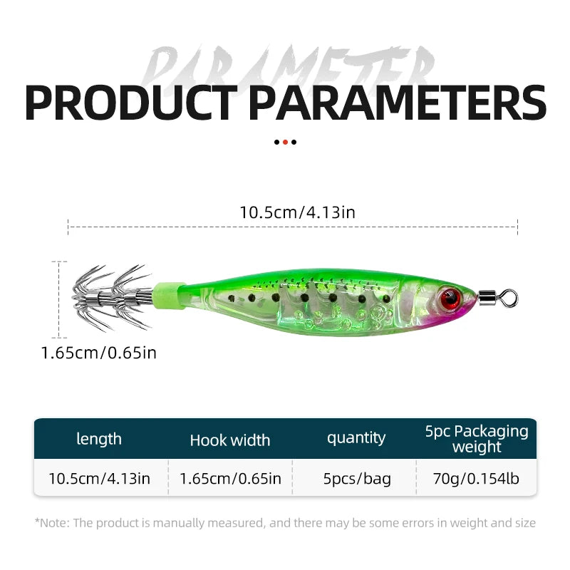 Glow-in-the-dark wood shrimp squid hook plastic hard bait blowpipe octopus hook lure fake bait squid bait