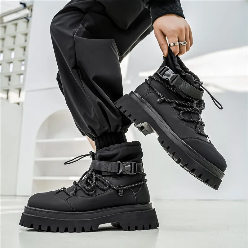 Fipatbu Men's Boots Fashion Designer High Top  Non Slip Height Increased Round Toe Winter Work Breathable Walking Botas Hombre