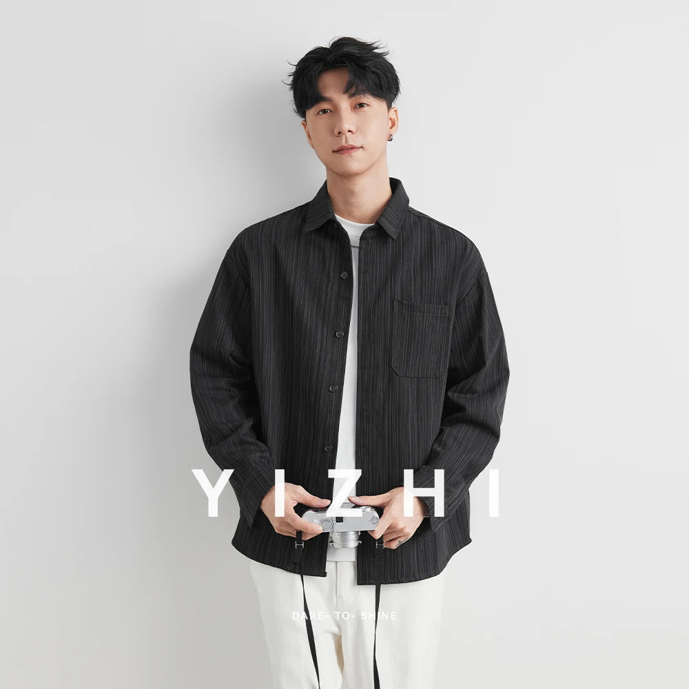 Loose Long Sleeve Casual Shirt for Men Autumn Trendy Versatile Street Style Hong Kong Wind INS Male Fashion Outerwear