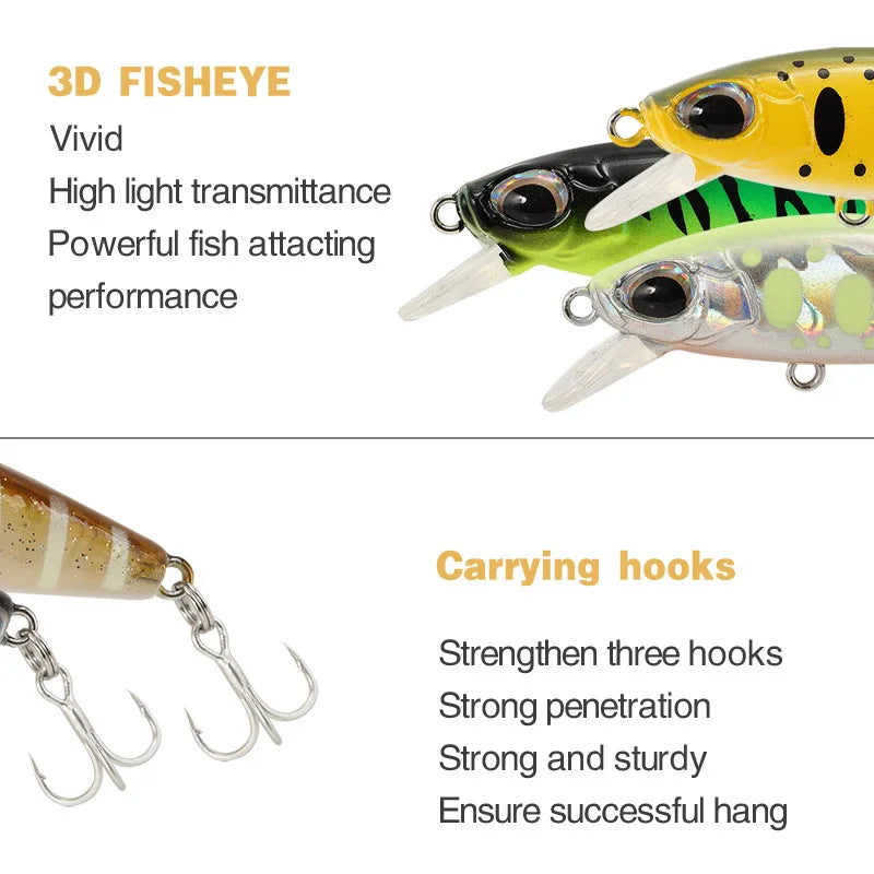 5.5cm 6.5g Slow Sinking Minnow Fishing Lures Artificial Bait Trolling Jerkbait Trout Bass Bait Pike Fishing Equipment