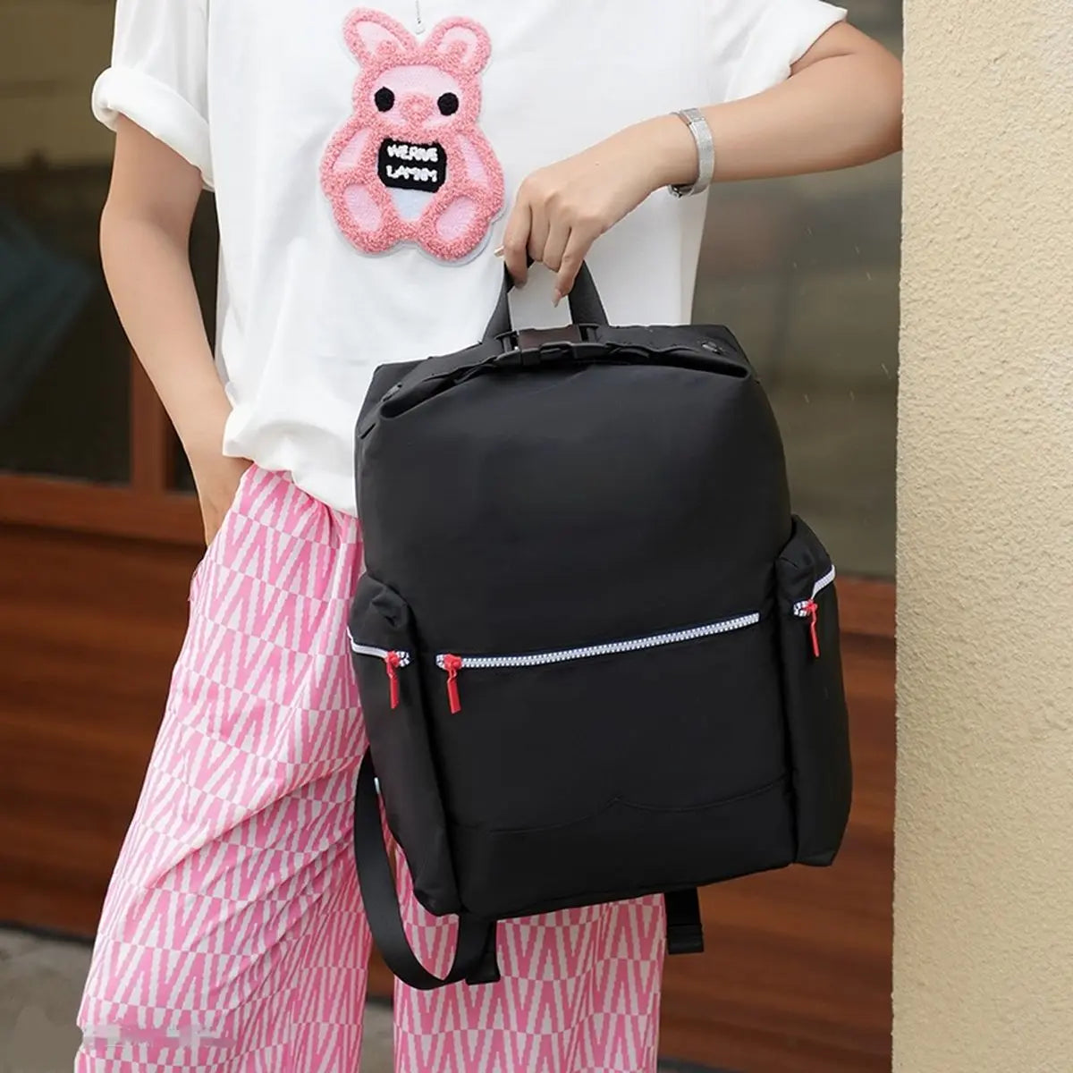 Backpack Computer Bag Student Schoolbag Simple Fashion Carry-on Bag Luggage Bag Lightweight Large