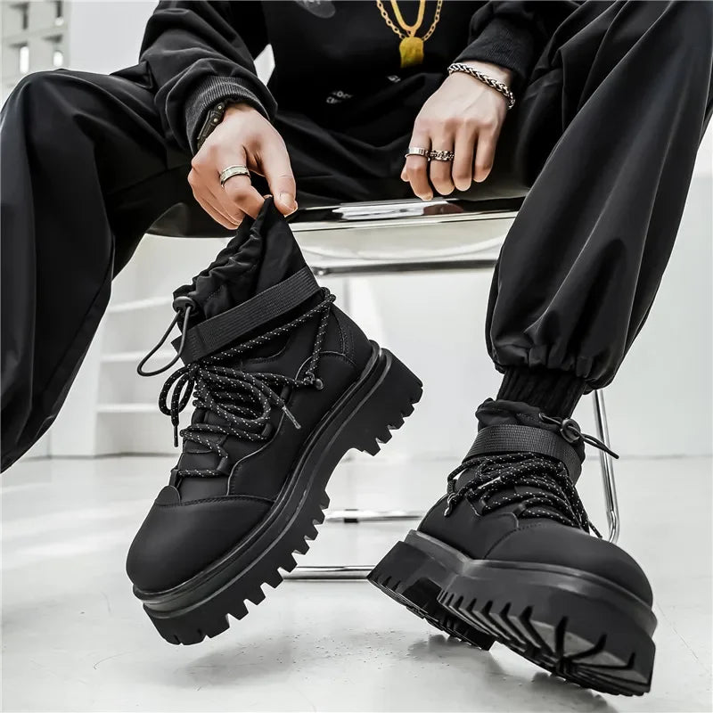 Fipatbu Men's Boots Fashion Designer High Top  Non Slip Height Increased Round Toe Winter Work Breathable Walking Botas Hombre