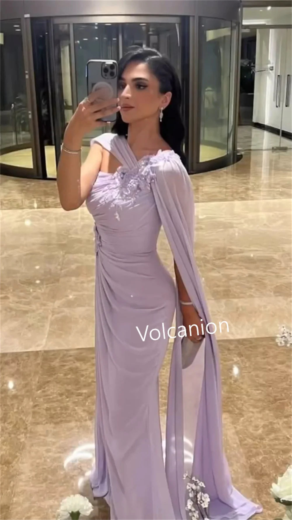 Customized Chiffon Applique Sequined Pleat A-line One-shoulder Long Dresses Bespoke Occasion Party Elegant Fashion Formal