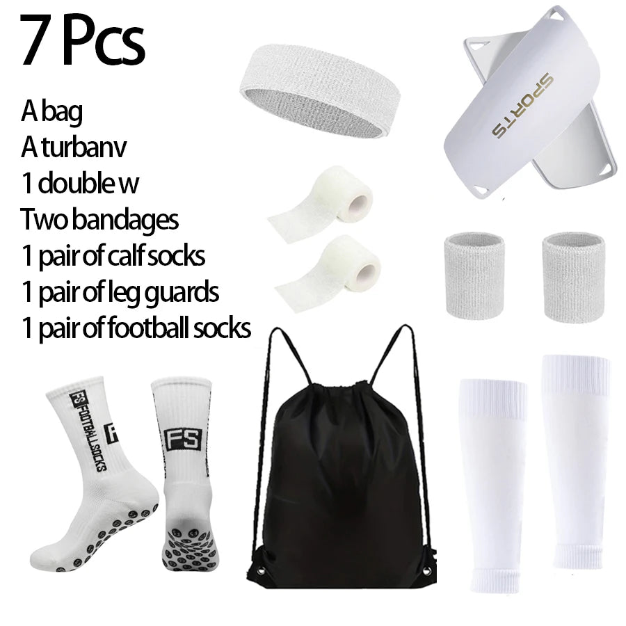 7 Set Sports Socks Football Socks Loogdeel Soccer Football Bandages Compression Stockings Bracer Football Bag Turban
