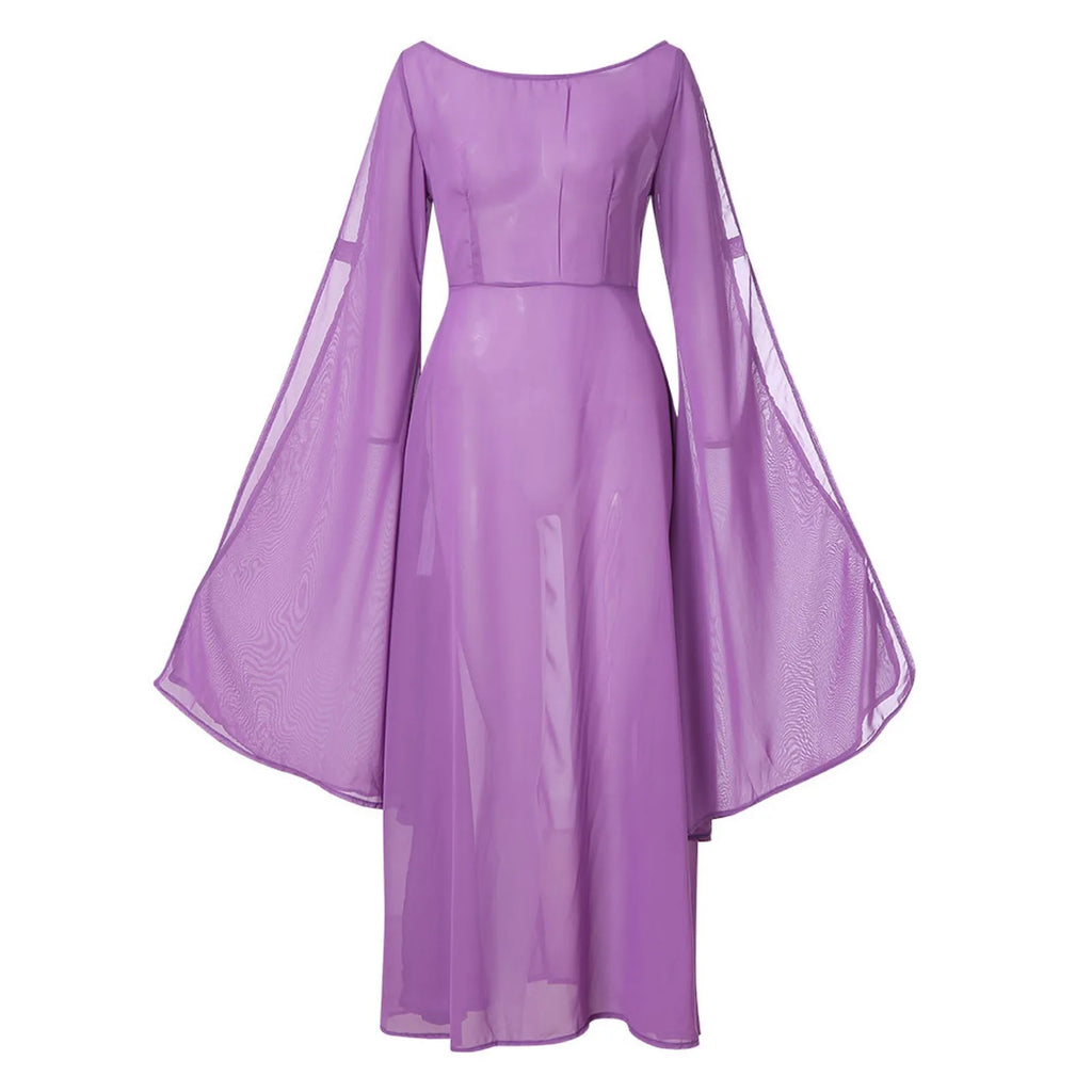 ladies dress Elegant off shoulder round Neck high Waist Wrapped Maxi Dress Women halloween Party Club Elegant Evening Dresses