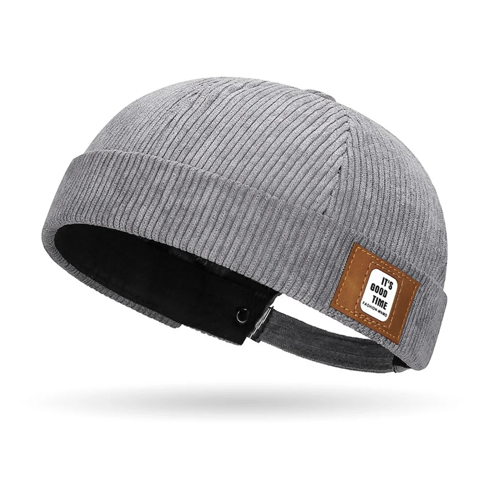 Beanie Hat Hip Hop Hats Bonnet Homme Winter Hat For Women Brimless Skullies Cap Men's Solid Color Street Vintage Portable Hats