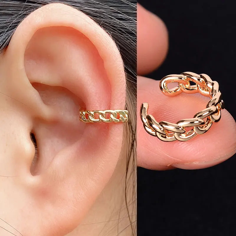 Stackable Earrings Without Ear Hole Star Wrap Clip On Earrings Earcuff for Women Ear Screen Climb Cuffs Fake Piercing One pair