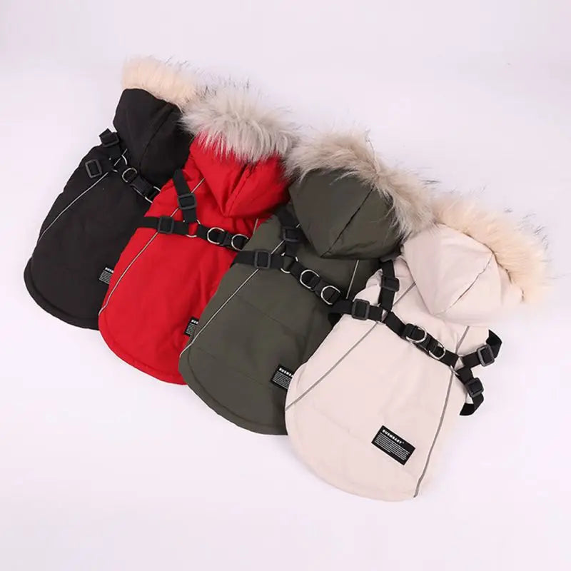 UBBT Winter Pet Dog Harness Jacket Doggie Fleece Coat Warm Dog Clothes Hoodie Hooded Coat Pet Warm Clothing For Small Large Dogs