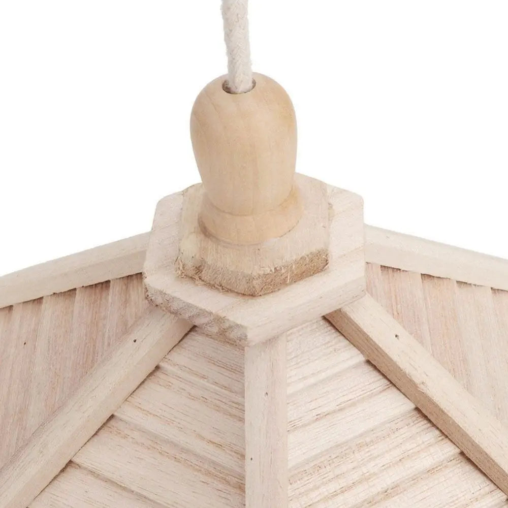 Bird House Ornaments House Shape Bird Feeder House Hanging Wooden Pet Feeder Box Bird Food Dispenser Balcony