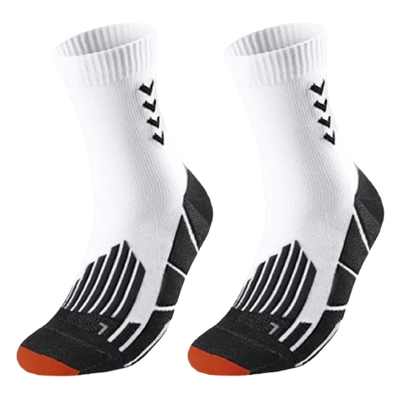 Sports Cycling Socks Breathable Anti-Slip Moisture-Wicking Football Socks Cushioned  Men Middle Tube Athletic Basketball Socks