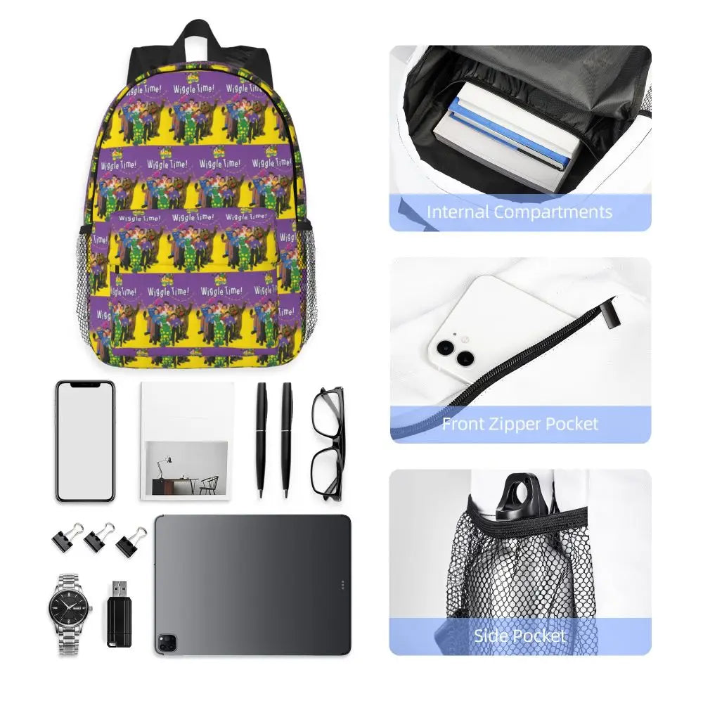 The Wiggles Tv Show Music Band Backpack Student Boys Girls BookBag Children School Bag Computer Shoulder Bags for Men Women