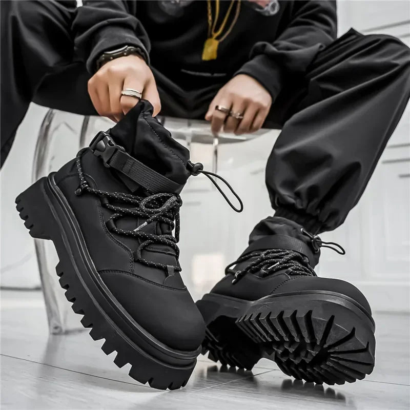 Fipatbu Men's Boots Fashion Designer High Top  Non Slip Height Increased Round Toe Winter Work Breathable Walking Botas Hombre