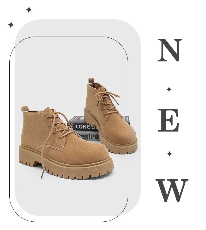 Men's High Top Platform Boots British Style High-end Chelsea Boots Fashion Retro Men Tooling Ankle Boots Mens Shoes Botas Hombre