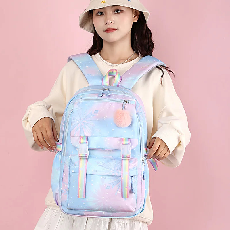 Backpack 2025 Cute Pink Backpacks for Girl Boy Fashion Casual Students Schoolbag Custom printed patterns are available.
