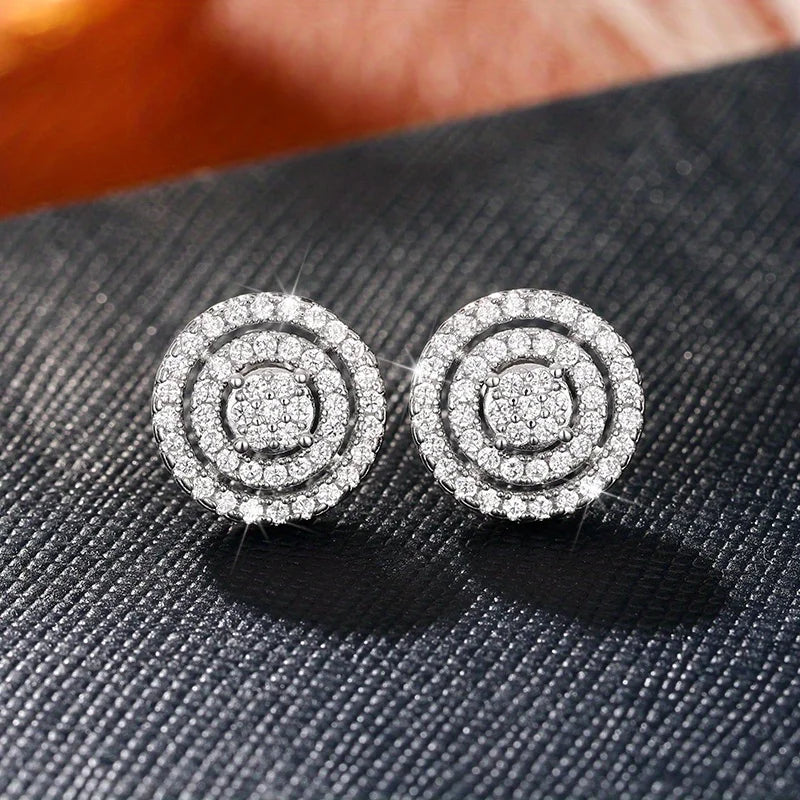 A pair of circular earrings, fashionable and personalized, suitable for attending banquets, parties, and holiday gifts - no box