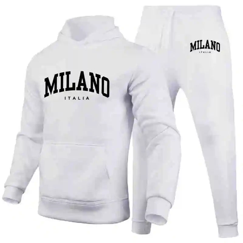 Men's sports hooded sweatshirt set  printed sweatshirt  sweatpants  hooded top  jogging pants  casual streetwear  sportswear