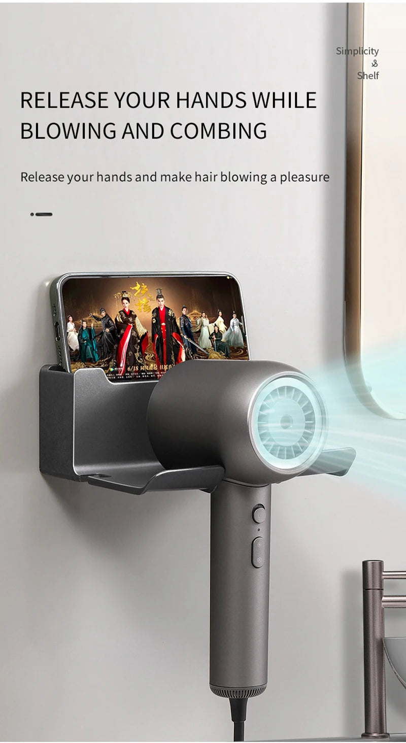 Bathroom Shelf Dryer Cradle Wall Shelves Hair Dryer Holder Shower Hairdryer Organizer Box Toilet Blower Holder Shelf Bathroom