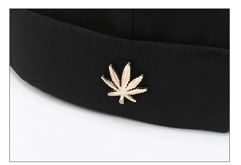 Beanie Melon Skin Hat Men's Leaf Soft Top Hat Women's Street Black Landlord Hat Tide Four Seasons Fashion And Versatile Hat