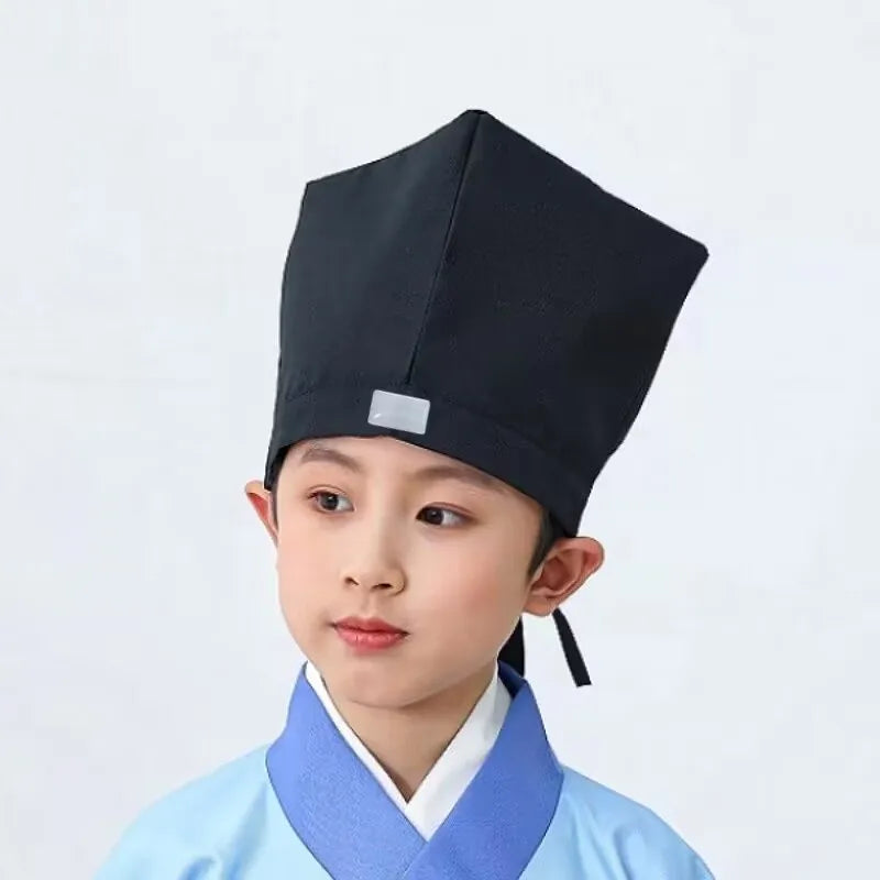 Men Hanfu Hat Chinese traditional Ancient scholar Black Hat Headdress Vintage Fittings Confucian Towel Cosplay Hat For Men Black