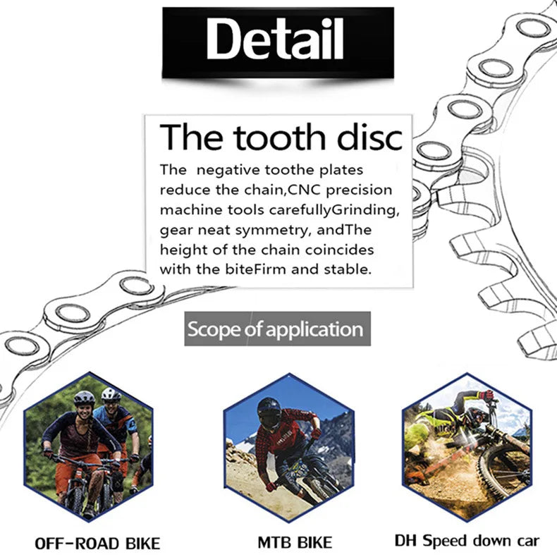 Bike 104BCD Elliptic mountain bike 32T 34T 36T 38T modified plus and minus teeth single tooth disc bycicle accesories Crank