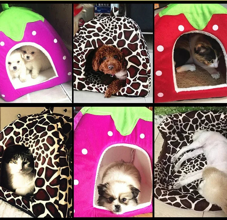 Strawberry Shape Cat Bed House Kennel Nest Sleeping Bag Puppy Pet For Small Dogs Sofa Mat Cushion Cat Pet Supplies Cama Gato