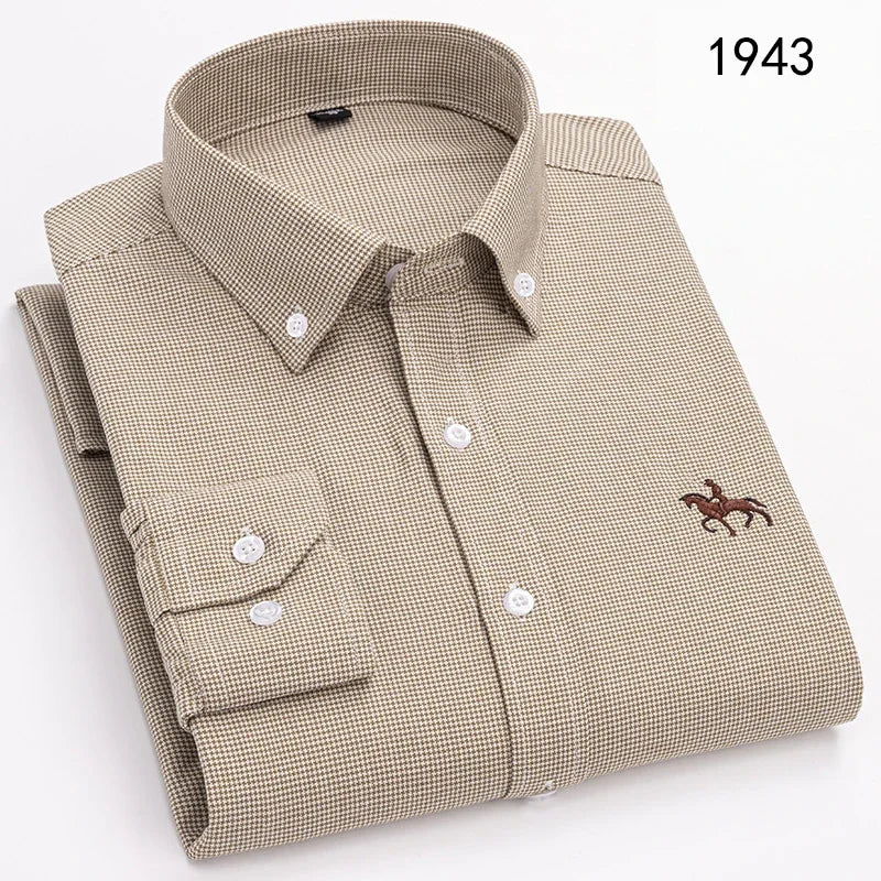Long Sleeve Shirts for Men Clothing Autumn Winter 100% Cotton Oxford Top Blouse Large Size Business Casual Shirts Korean Fashion