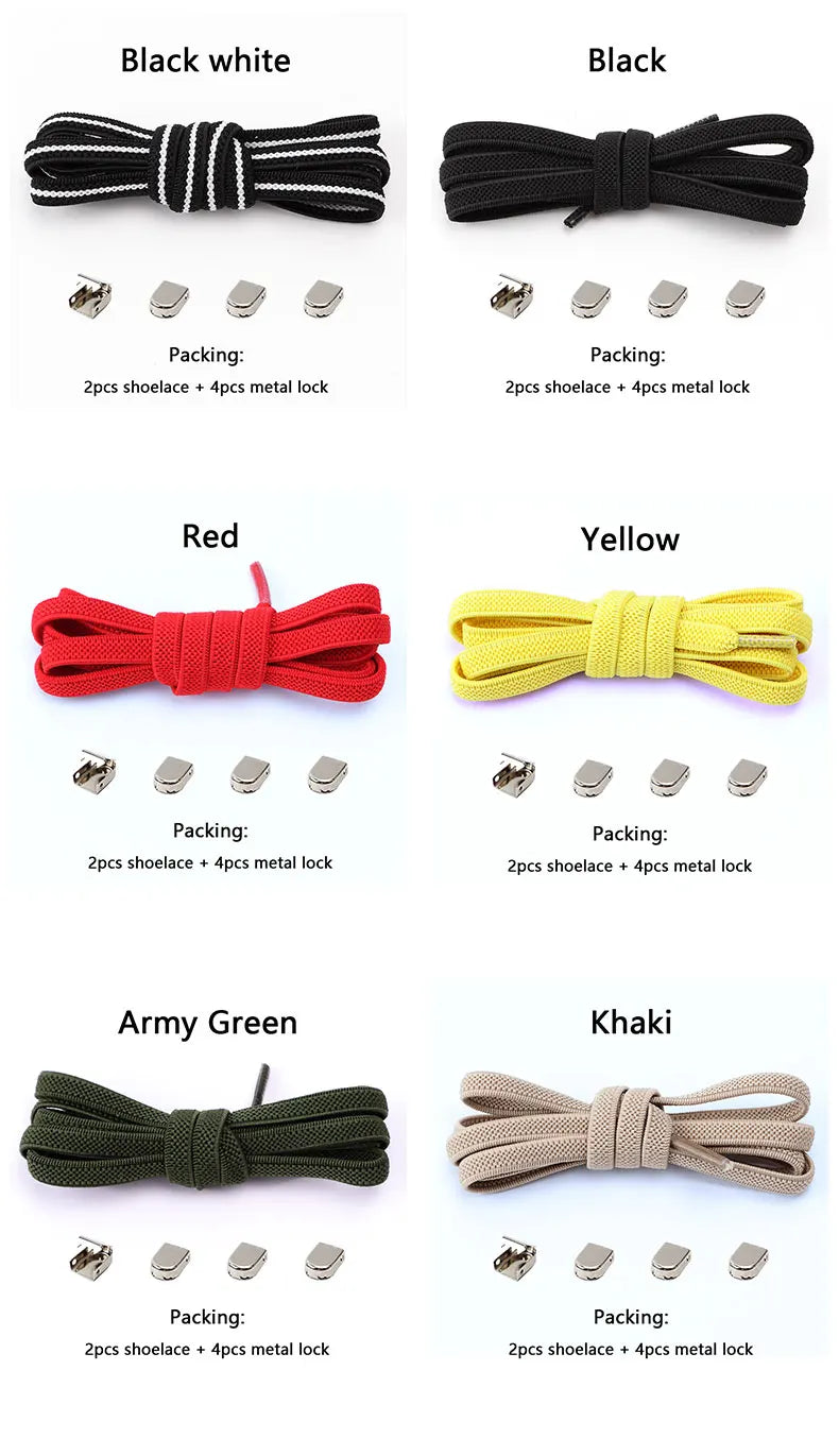 No Tie Elastic Shoe Laces One Size Fits All Adult and Kids Shoes Shoelaces for Sneakers Shoelace Tieless Flat Expand Shoestrings