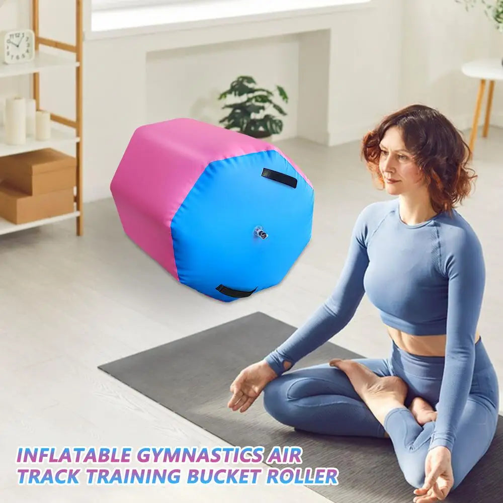 Air Roller Gymnastics Barrel Non-Slip Soft Equipment Gymnastics Skill Tumbling Roller for Fitness Training Home Yoga Gym Indoor