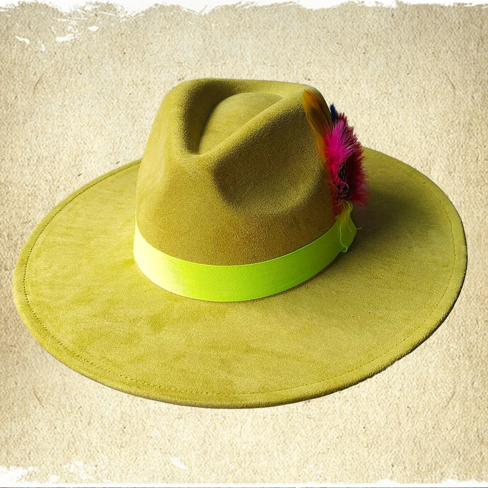 Retro Men's Suede Hats Wide Brim Feather Felt Fedoras Women's Hats Church Jazz Hats Panama Cowboy Hats Wholesale sombrero hombre